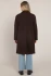 Back view of Room 34 dark brown Lottie long soft coat showing clean back seam and vent