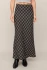 Front view of Z Supply Europa plaid maxi skirt in ash black showing high-rise elastic waistband and flowing silhouette
