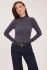 Front view of Gentle Fawn Wren top in smoke showing ribbed knit texture and crew neckline