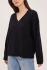 Front view of Gentle Fawn Tilda pullover sweater in black showing bouclé texture and v-neckline