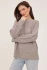 Front view of Gentle Fawn Lori sweater in heather pebble showing cable knit texture and crew neckline