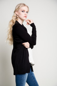 Kersh Open Cardigan in Black