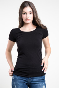 C'est Moi Bamboo SS Scoop Neck Top in Black