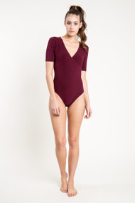 C'est Moi Bamboo Wrap Bodysuit in Bordeaux