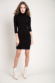 C'est Moi Bamboo Turtle Neck Dress in Black