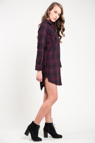 Dex Plaid Tunic in Burgundy