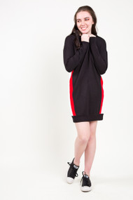 Dex Sport Stripe Sweater Dress in Black