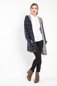 Black Tape Check Cardigan in Hyper Blue