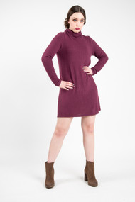 Z Supply Turtleneck Sweater Dress in Mauve Wine