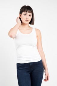 C'est Moi Bamboo Scoop Tank in White