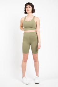 Girlfriend Collective High Rise Bike Short in Olive