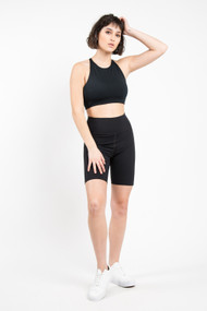 Girlfriend Collective High Rise Bike Short in Black