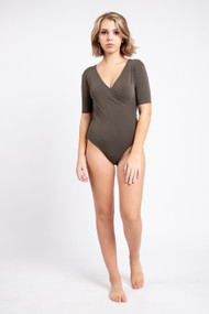 C'est Moi Bamboo Wrap Bodysuit in Olive