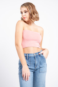 C'est Moi Bamboo Crop Tube Top in Blush