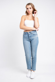 C'est Moi Bamboo Crop Tube Top in White