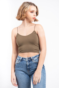 Free People Skinny Strap Brami in Military