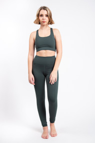 Girlfriend Collective High Rise Pocket Legging in Moss