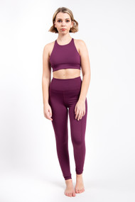 Girlfriend Collective High Rise Pocket Legging in Plum