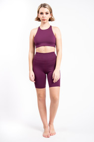 Girlfriend Collective High Rise Bike Short in Plum