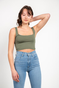 Free People Scoop Neck Crop in Army