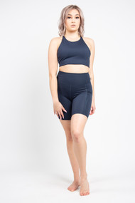 Girlfriend Collective High Rise Bike Short in Midnight