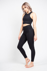 Girlfriend Collective High Rise Pocket Legging in Black