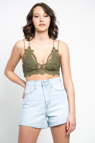 Free People Adella Bralette in Olive Sparrow