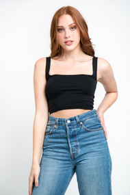 Free People Scoop Neck Crop in Black