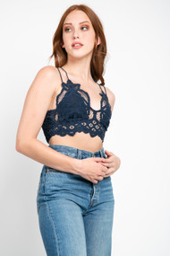 Free People Adella Bralette in Navy