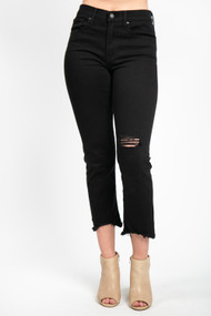 Levi's 724 High Rise Straight Crop in Black Pixel