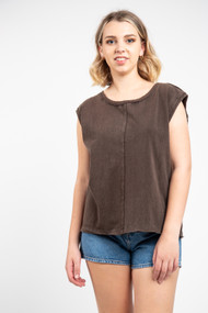 Free People Kasee Mustle Tee in Raven Feather