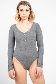 Free People Dylan Thermal Bodysuit in Black