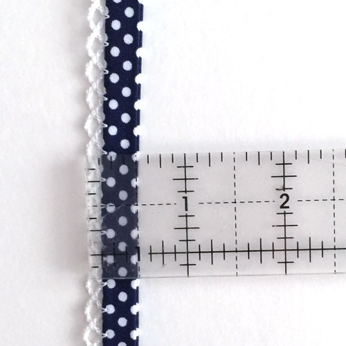 Double Fold Crochet Edge Bias Tape in Navy Dot