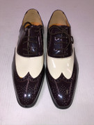 *ULTIMATE* Men’s Chocolate Brown Shiny Wing Tip Two-Tone Pointed Toe Dress Shoe FREE SHIPPING - SZ 8.5