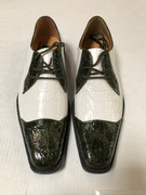 *ULTIMATE* Men’s Olive/White Exotic Two-Tone Pointed Toe Dress Shoes FREE SHIPPING - SZ 9