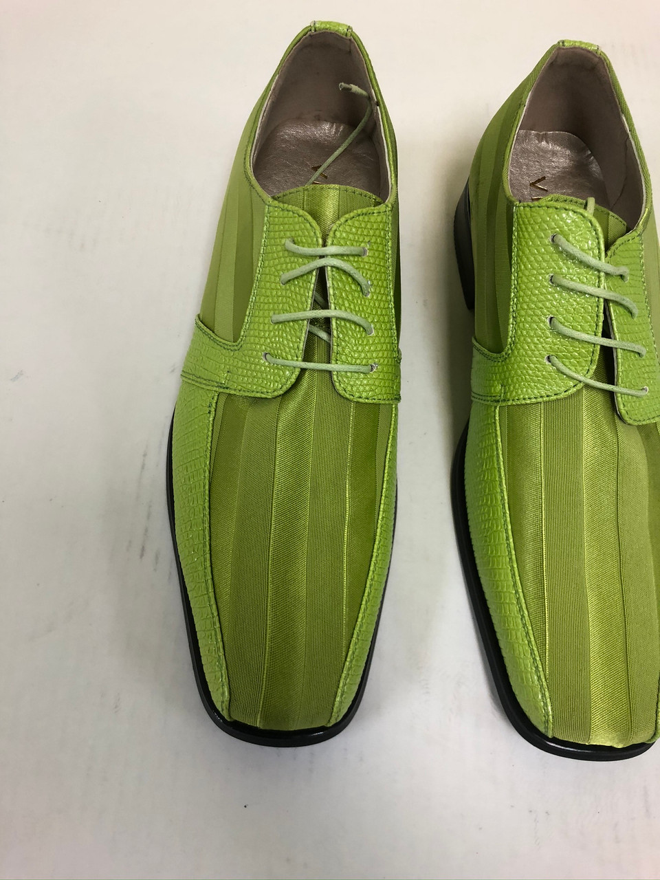 Lime Green Premium Striped Dress Shoes 