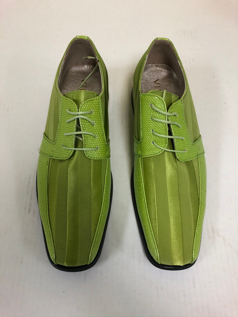 Lime Green Premium Striped Dress Shoes 