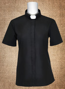 Tab Collar Women's Clergy Shirt Black Short Sleeves