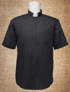 Tab Collar Men's Clergy Shirt Black SS 