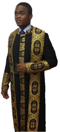Premium Clergy Robe Cassock in Black and Gold