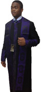 Men's Clergy Cassock - Black Featuring Purple Church Fabric