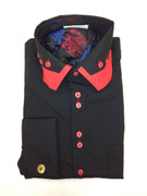 **Extreme Deal** Exotic Style 4 Pc. Fashion Dress Shirt - Black/Red