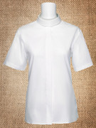Women's Neckband Short-Sleeve Blouse White