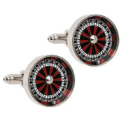 Real Moving Roulette Wheel Gambling Cufflinks with Ball