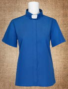Tab Collar Women's Clergy Shirt Royal Blue Short Sleeves