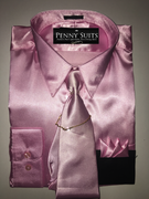 "ULTIMATE" Medium 15.5 Smooth Pink Designo 3 pc. Dress Shirt Set