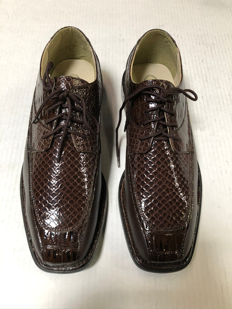 *ULTIMATE* Men’s Shiny Brown WIDE Exotic Print Hot Toe Dress Shoes FREE ...