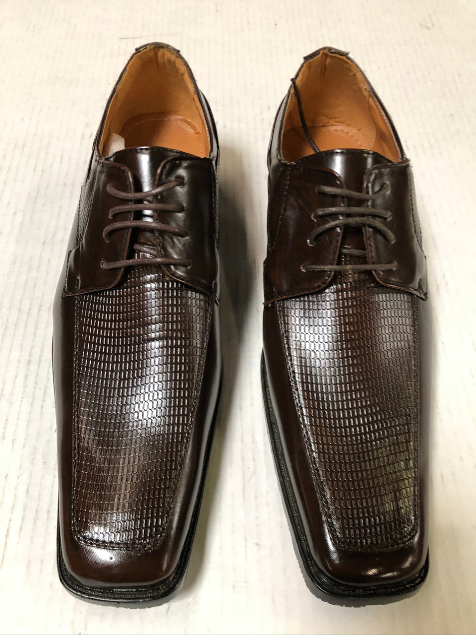 ULTIMATE* Men's Brown Checkered Pointed Exotic Dress Shoes FREE SHIPPING -  SZ 10 - Penny Suits