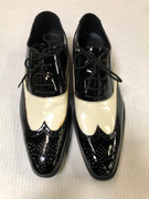 *ULTIMATE* Men’s Shiny Black and White Two-Tone Wing Dress Shoes FREE SHIPPING - SZ 10.5