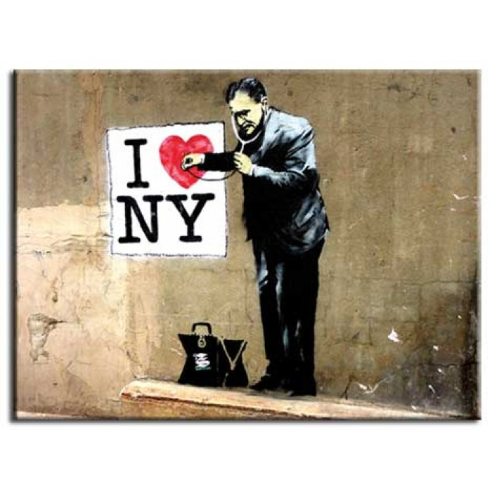 BANKSY I Love New York Doctor CANVAS PRINT Decor Art Graffiti Painting Giclee NY 